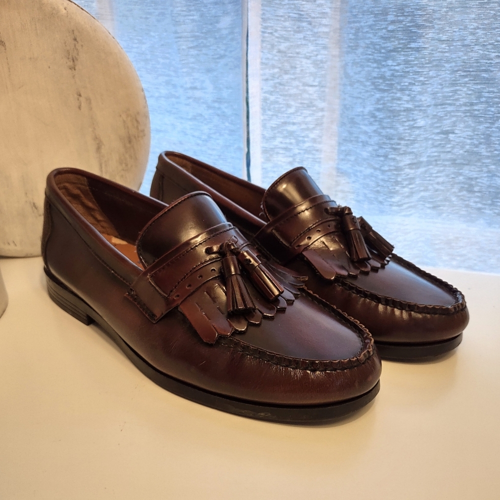 French Shriner Burgundy Tassel Loafers Men's 9W - Picture 2 of 8